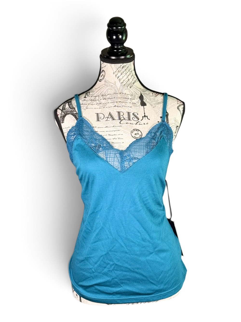 Teal Lace-Trim Cami Tank Top - Women